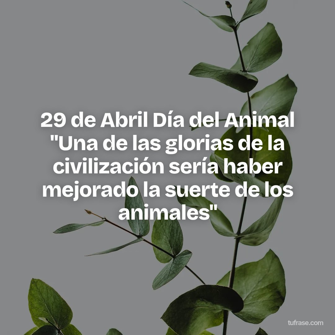 29 de Abril Día del Animal "Una de las glorias de la civilización sería haber mejorado la suerte de los animales"