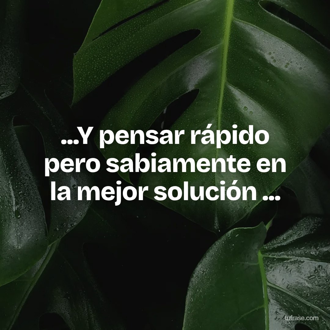 ...Y pensar rápido pero sabiamente en la mejor solución ...
