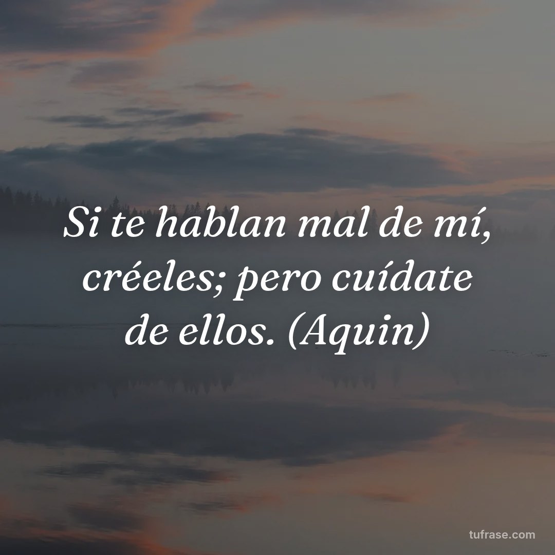 Si te hablan mal de mí, créeles; pero cuídate de ellos. (Aquin)