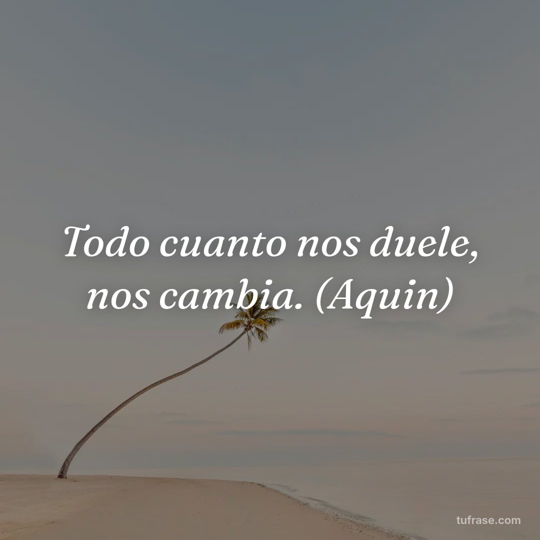 Todo cuanto nos duele, nos cambia. (Aquin)