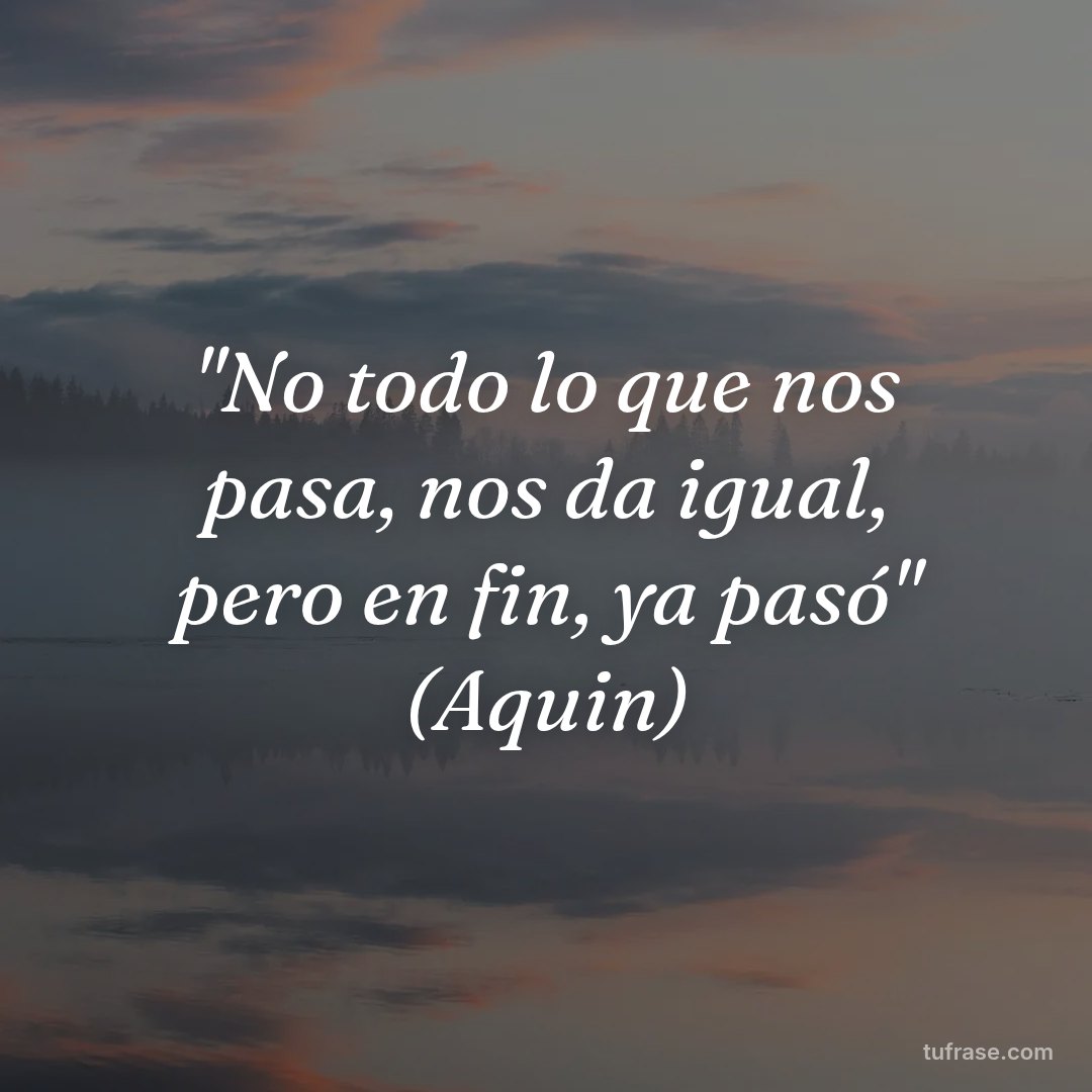 "No todo lo que nos pasa, nos da igual, pero en fin, ya pasó" (Aquin)