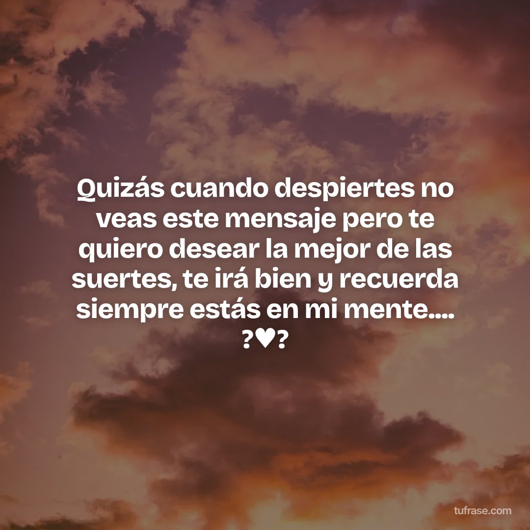Quizás cuando despiertes no veas este mensaje pero te quiero desear la mejor de las suertes, te irá bien y recuerda siempre estás en mi mente.... ?♥️?