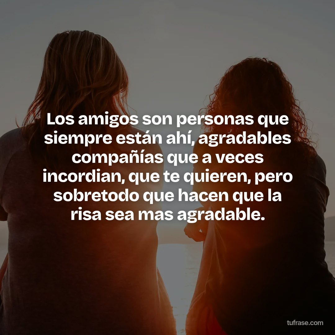 Los amigos son personas que siempre están ahí, agradables compañías que a veces incordian, que te quieren, pero sobretodo que hacen que la risa sea mas agradable.