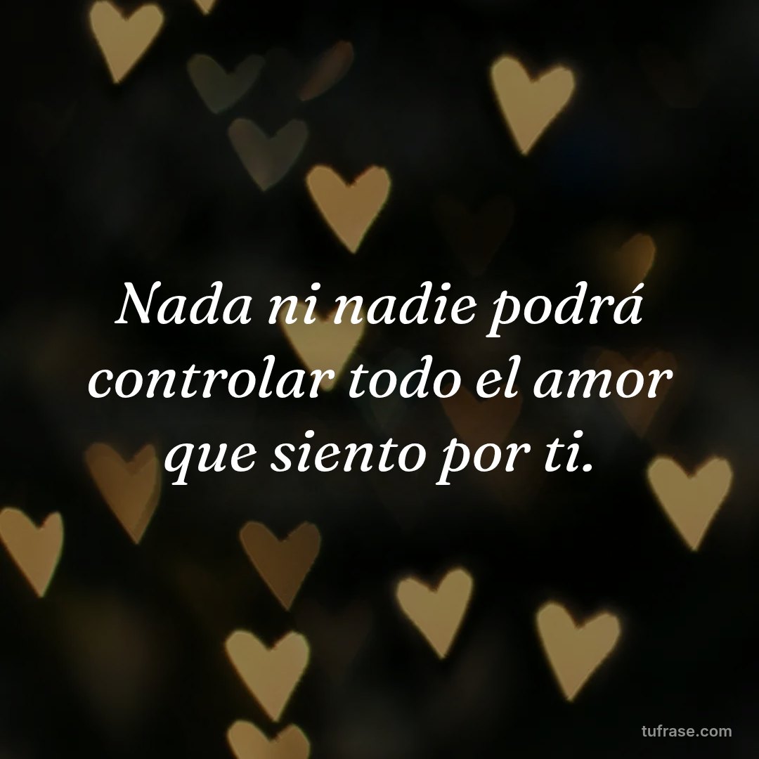 Nada ni nadie podrá controlar todo el amor que siento por ti.
