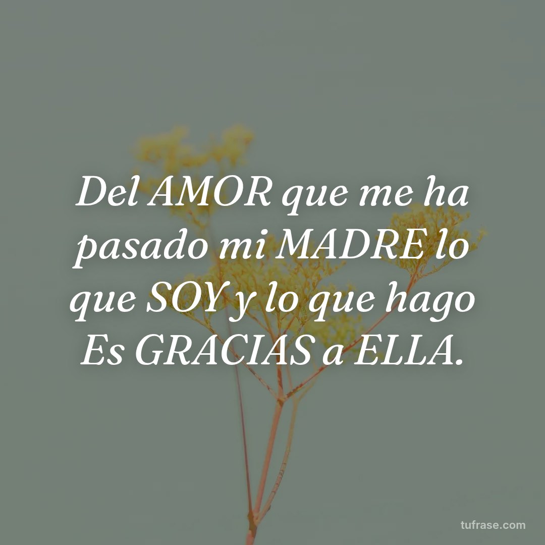 Del AMOR que me ha pasado mi MADRE lo que SOY y lo que hago Es GRACIAS a ELLA.