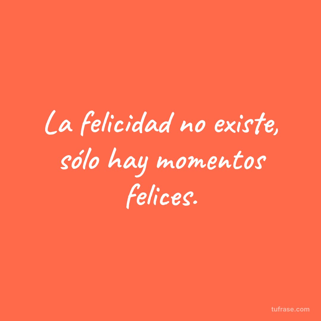 La felicidad no existe, sólo hay momentos felices.
