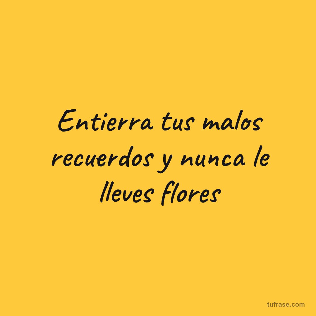 Entierra tus malos recuerdos y nunca le lleves flores