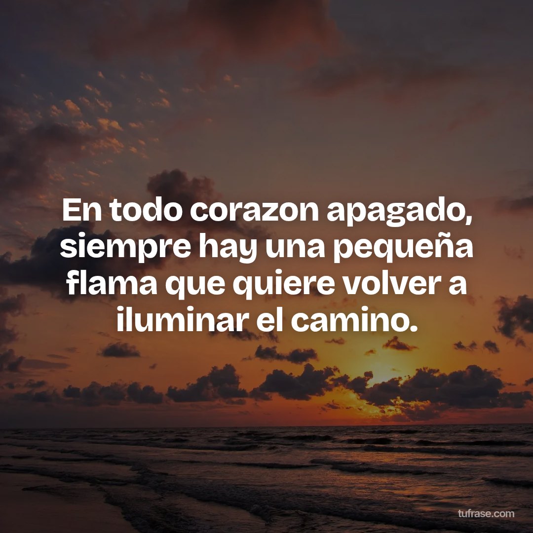 En todo corazon apagado, siempre hay una pequeña flama que quiere volver a iluminar el camino.