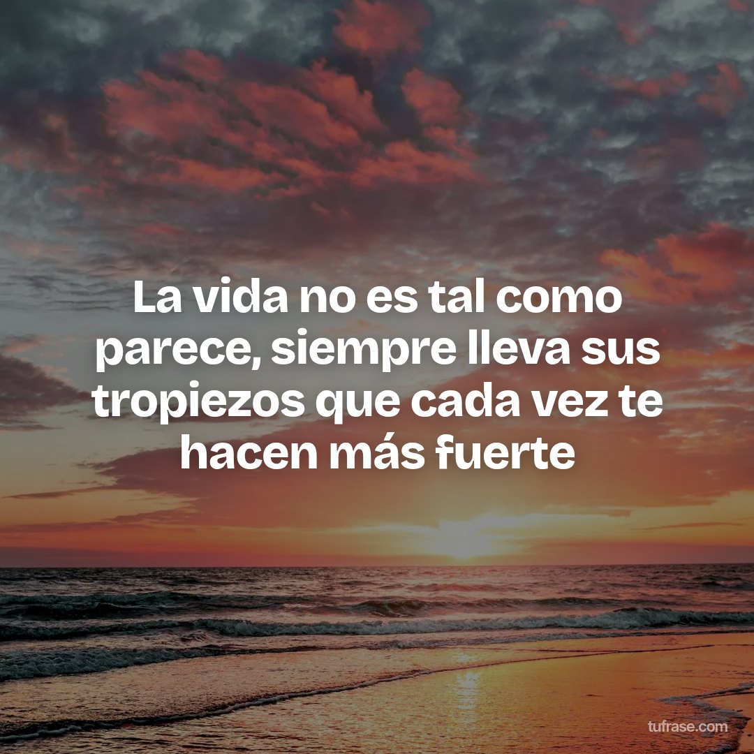 La vida no es tal como parece, siempre lleva sus tropiezos que cada vez te hacen más fuerte