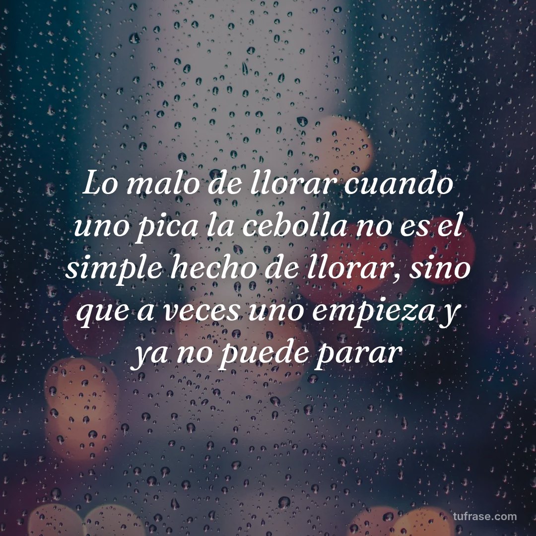Lo malo de llorar cuando uno pica la cebolla no es el simple hecho de llorar, sino que a veces uno empieza y ya no puede parar