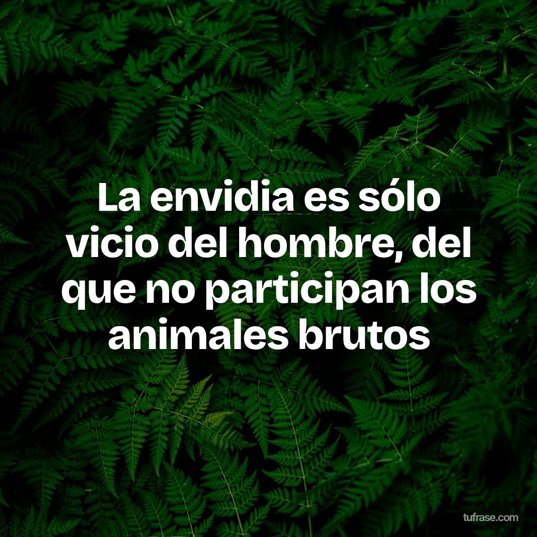 La envidia es sólo vicio del hombre, del que no participan los animales brutos