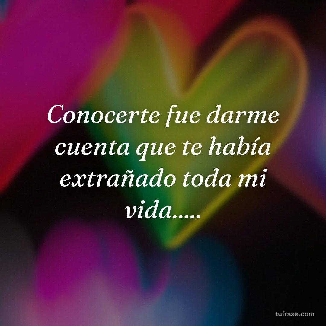 Conocerte fue darme cuenta que te había extrañado toda mi vida.....