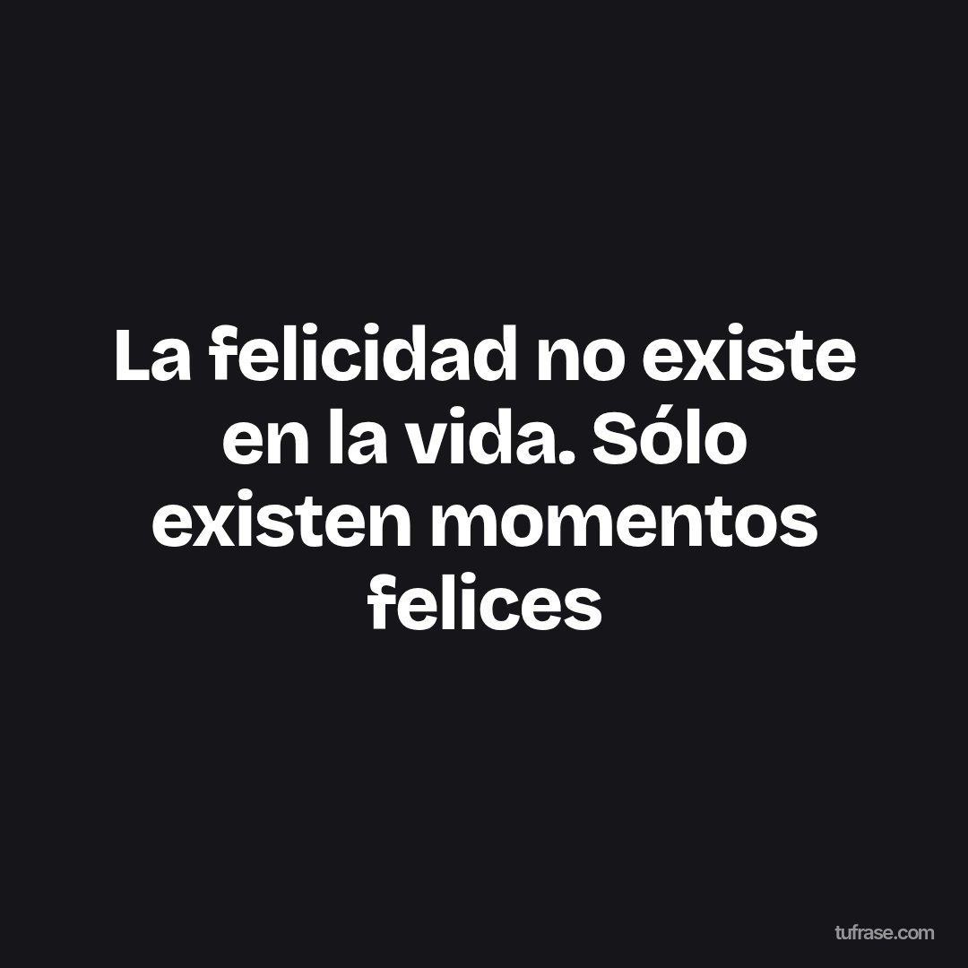 La felicidad no existe en la vida. Sólo existen momentos felices