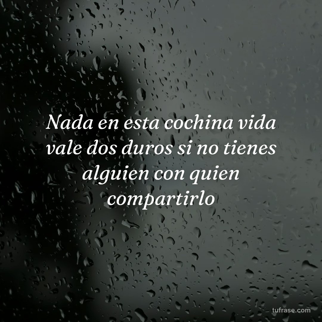 Nada en esta cochina vida vale dos duros si no tienes alguien con quien compartirlo