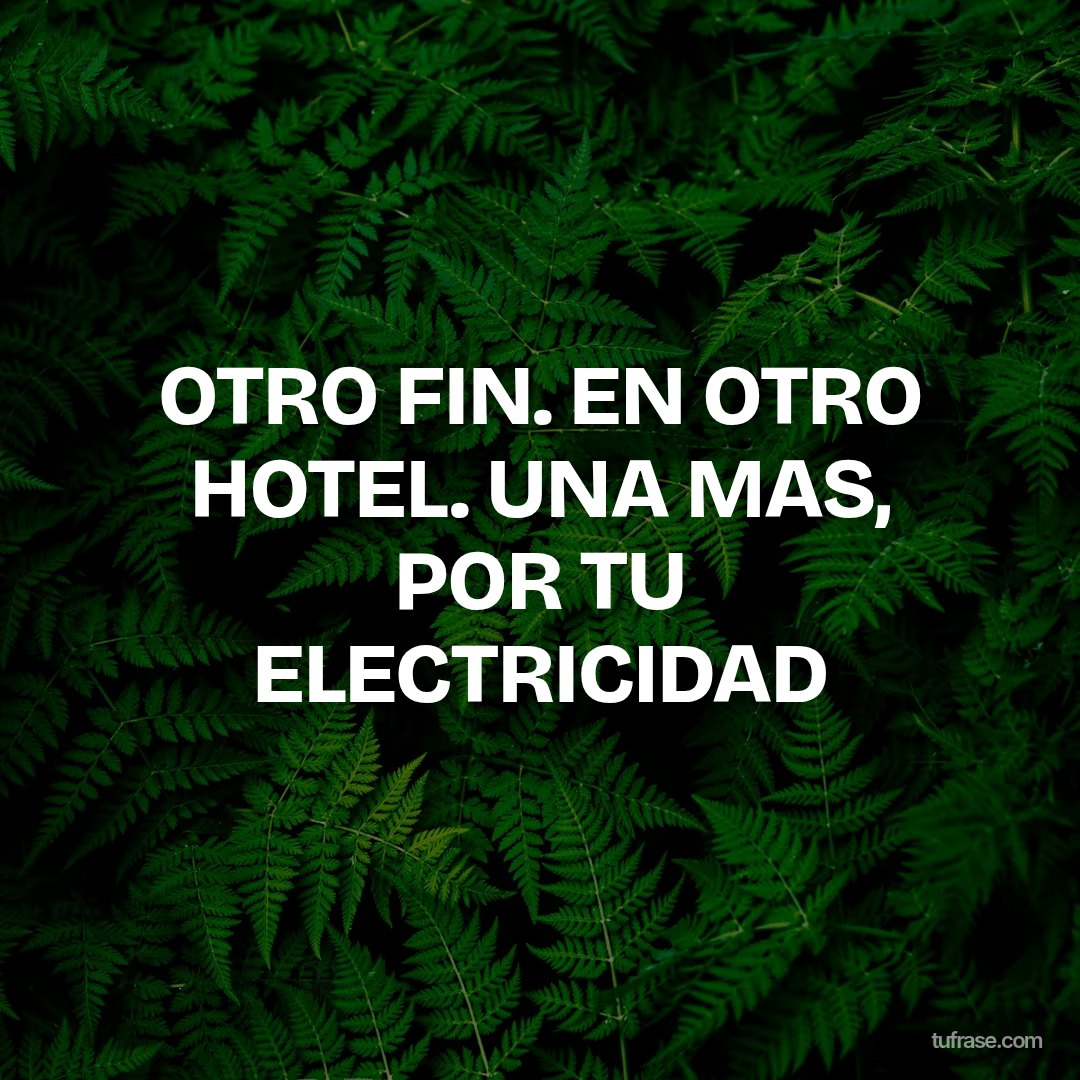 OTRO FIN. EN OTRO HOTEL. UNA MAS, POR TU ELECTRICIDAD