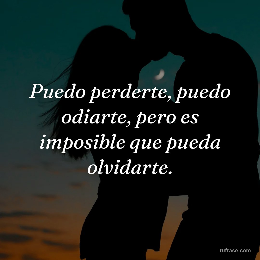 Puedo perderte, puedo odiarte, pero es imposible que pueda olvidarte.