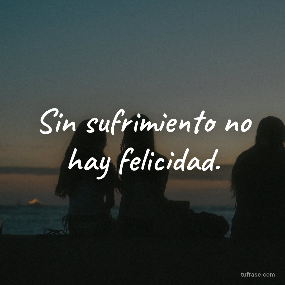 Sin sufrimiento no hay felicidad.