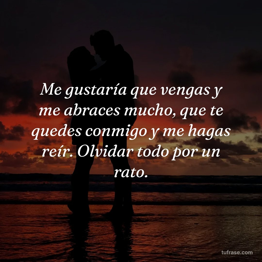 Me gustaría que vengas y me abraces mucho, que te quedes conmigo y me hagas reír. Olvidar todo por un rato.