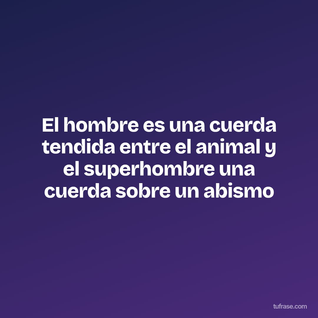 El hombre es una cuerda tendida entre el animal y el superhombre una cuerda sobre un abismo