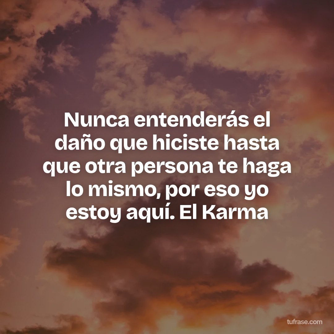 Nunca entenderás el daño que hiciste hasta que otra persona te haga lo mismo, por eso yo estoy aquí. El Karma