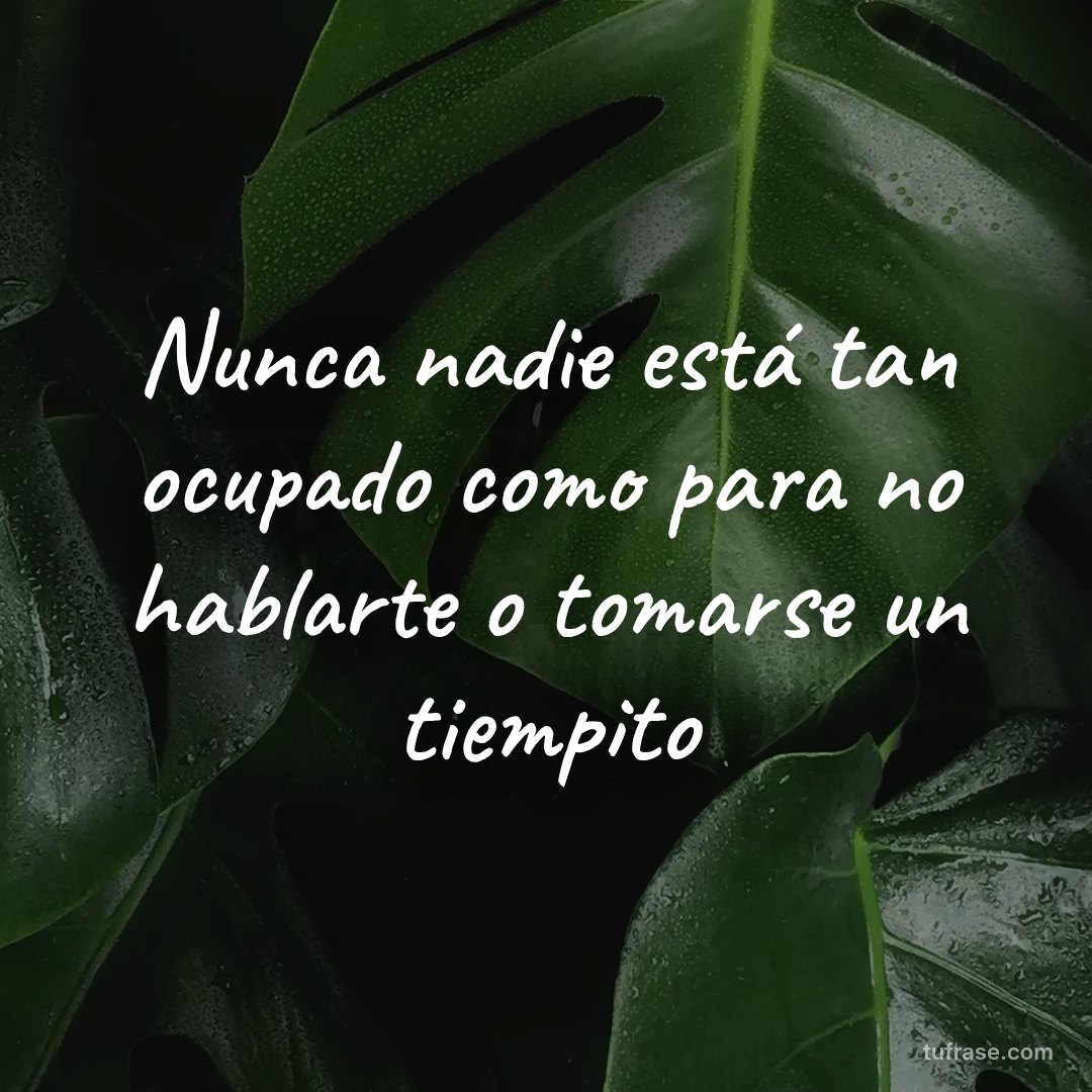 Nunca nadie está tan ocupado como para no hablarte o tomarse un tiempito