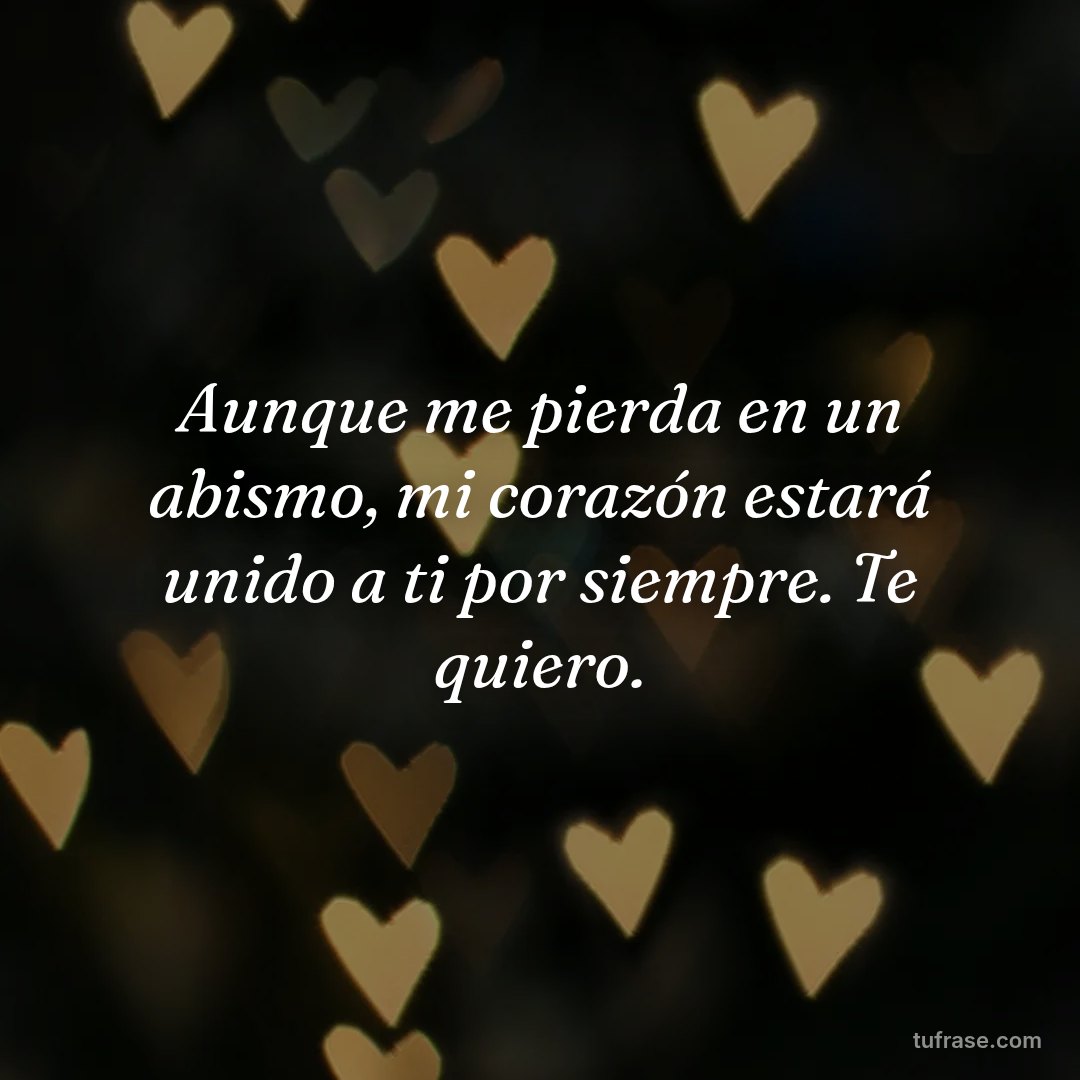 Aunque me pierda en un abismo, mi corazón estará unido a ti por siempre. Te quiero.