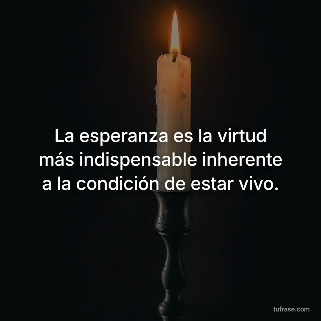 La esperanza es la virtud más indispensable inherente a la condición de estar vivo.