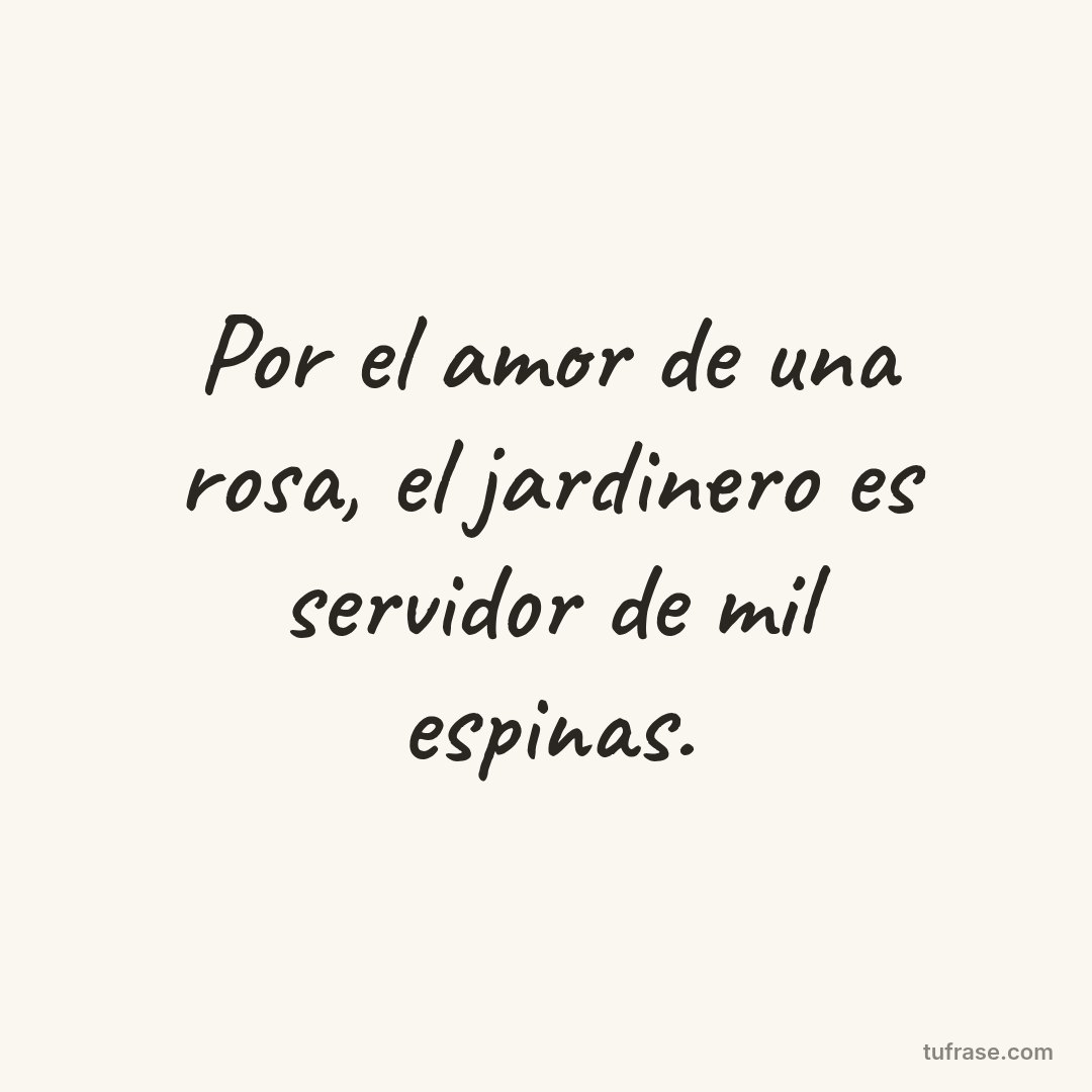 Por el amor de una rosa, el jardinero es servidor de mil espinas.