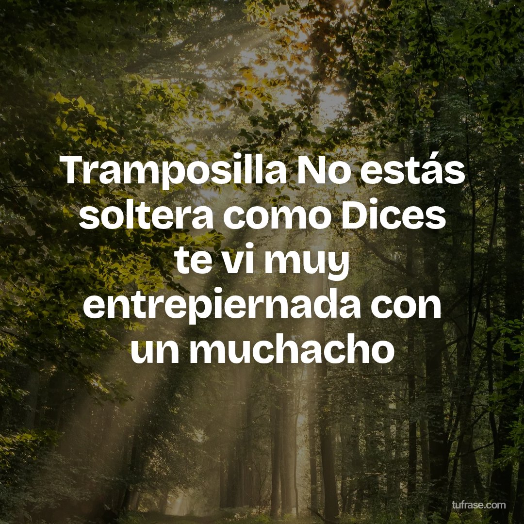 Tramposilla No estás soltera como Dices te vi muy entrepiernada con un muchacho