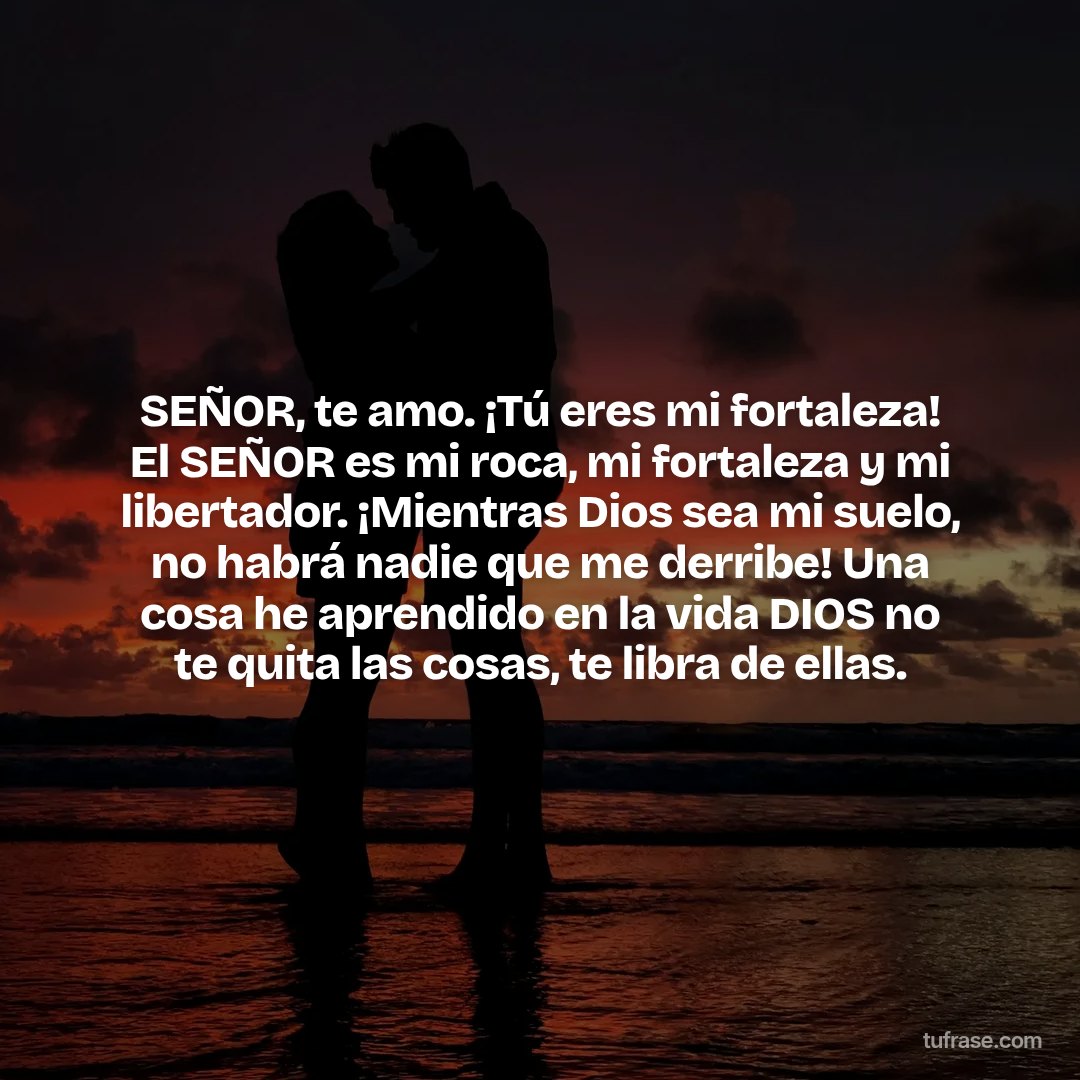 SEÑOR, te amo. ¡Tú eres mi fortaleza! El SEÑOR es mi roca, mi fortaleza y mi libertador. ¡Mientras Dios sea mi suelo, no habrá nadie que me derribe! Una cosa he aprendido en la vida DIOS no te quita las cosas, te libra de ellas.