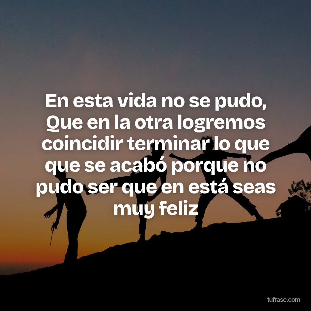 En esta vida no se pudo, Que en la otra logremos coincidir terminar lo que que se acabó porque no pudo ser que en está seas muy feliz