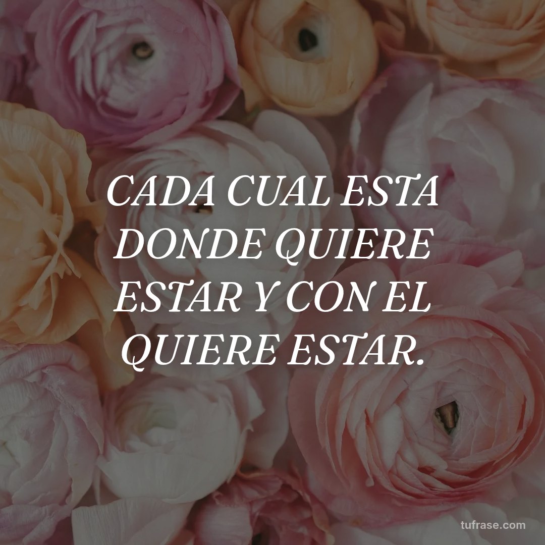 CADA CUAL ESTA DONDE QUIERE ESTAR Y CON EL QUIERE ESTAR.