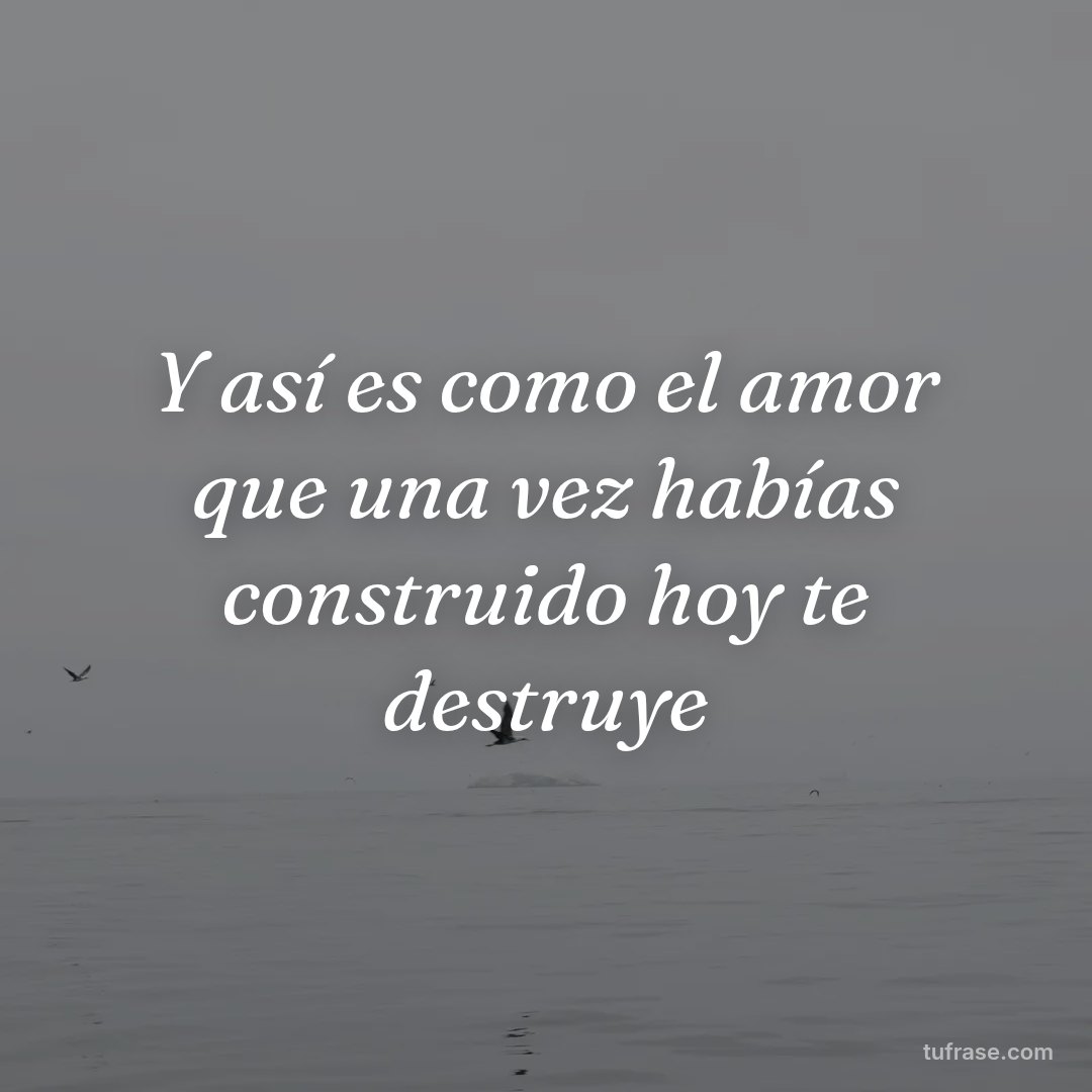 Y así es como el amor que una vez habías construido hoy te destruye
