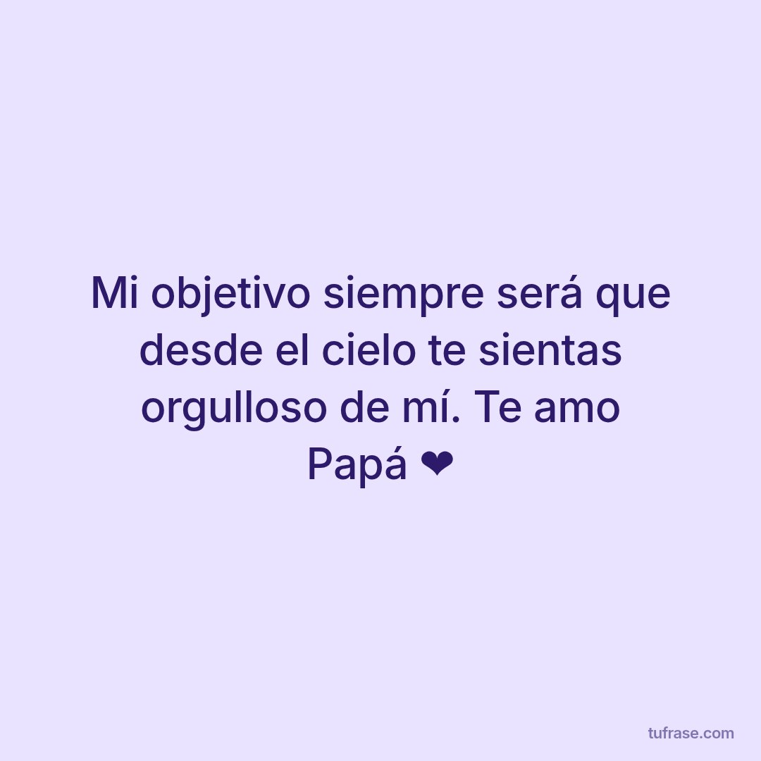 Mi objetivo siempre será que desde el cielo te sientas orgulloso de mí. Te amo Papá ❤️