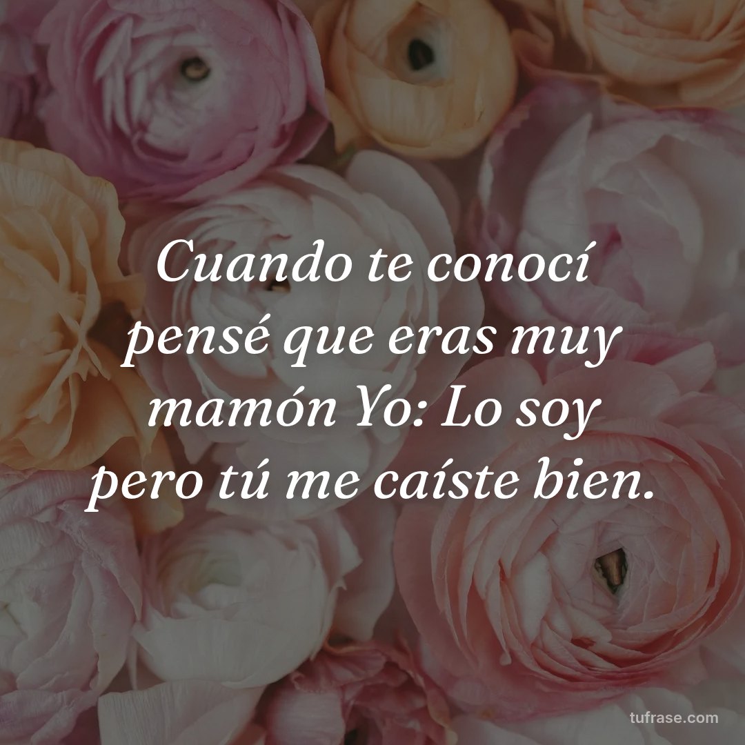 Cuando te conocí pensé que eras muy mamón Yo: Lo soy pero tú me caíste bien.