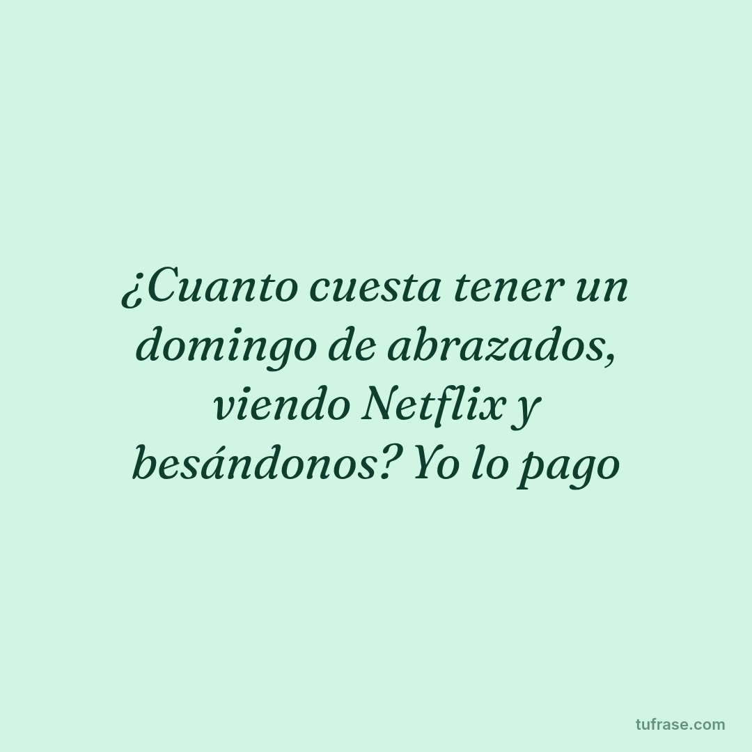 ¿Cuanto cuesta tener un domingo de abrazados, viendo Netflix y besándonos? Yo lo pago
