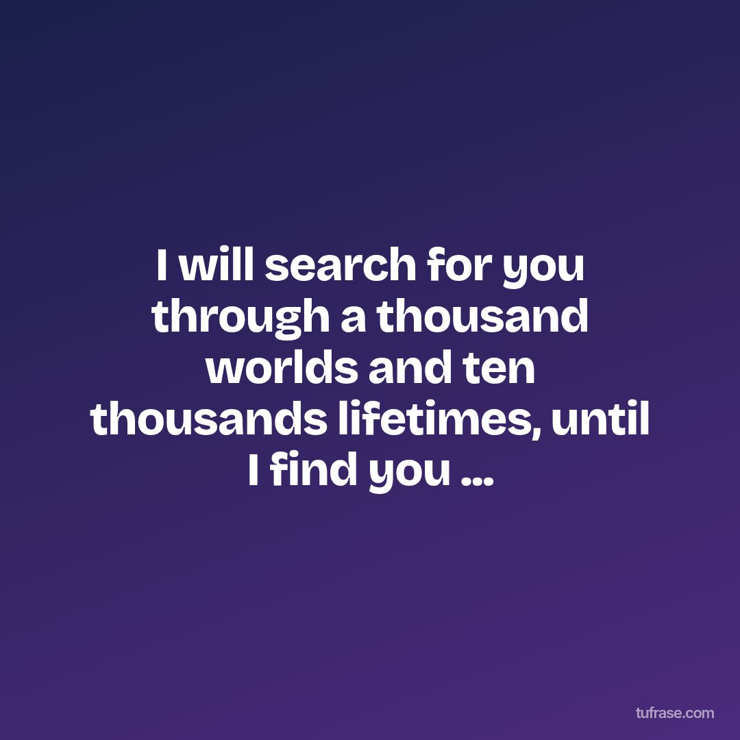 I will search for you through a thousand worlds and ten thousands lifetimes, until I find you ...