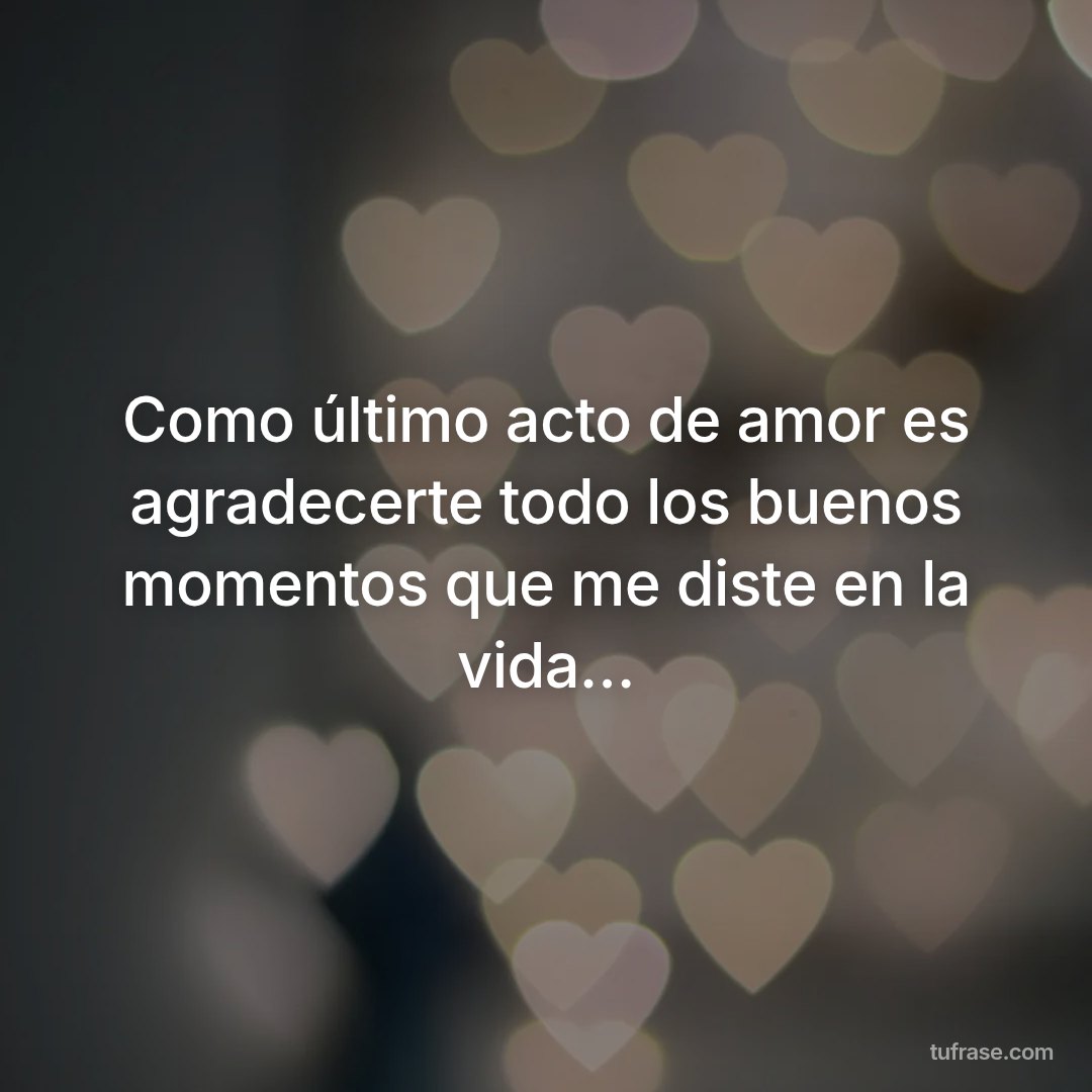 Como último acto de amor es agradecerte todo los buenos momentos que me diste en la vida…