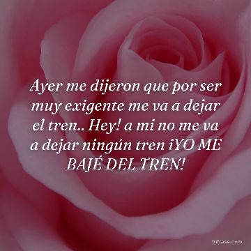Ayer me dijeron que por ser muy exigente me va a dejar el tren.. Hey! a mi no me va a dejar ningún tren iYO ME BAJÉ DEL TREN!