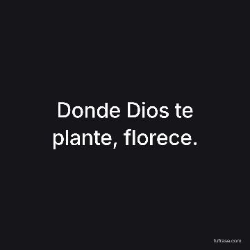 Donde Dios te plante, florece.