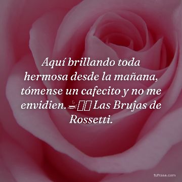 Aquí brillando toda hermosa desde la mañana, tómense un cafecito y no me envidien.☕👒🔥 Las Brujas de Rossetti.