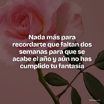Nada más para recordarte que faltan dos semanas para que se acabe el año y aún no has cumplido tu fantasía