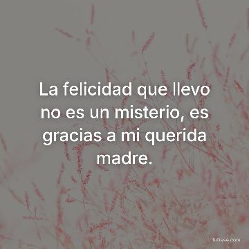 La felicidad que llevo no es un misterio, es gracias a mi querida madre.