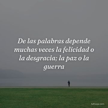 De las palabras depende muchas veces la felicidad o la desgracia; la paz o la guerra