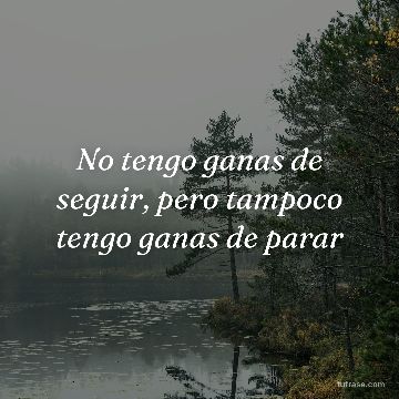 No tengo ganas de seguir, pero tampoco tengo ganas de parar