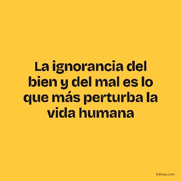 La ignorancia del bien y del mal es lo que más perturba la vida humana
