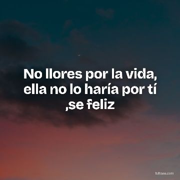 No llores por la vida, ella no lo haría por tí ,se feliz