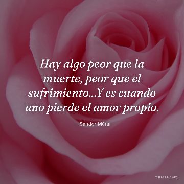 Hay algo peor que la muerte, peor que el sufrimiento...Y es cuando uno pierde el amor propio.