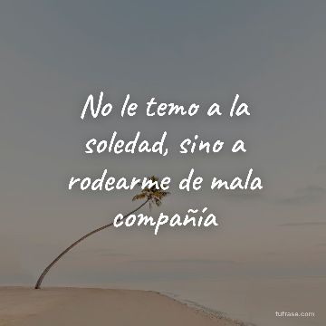 No le temo a la soledad, sino a rodearme de mala compañía