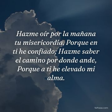 Hazme oír por la mañana tu misericordia, Porque en ti he confiado; Hazme saber el camino por donde ande, Porque a ti he elevado mi alma.
